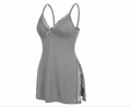 Lace Trim Chemise With High Side Slits